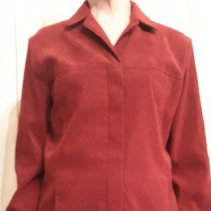 Worthington Stretch cranberry red jacket.  Faux suede 4P